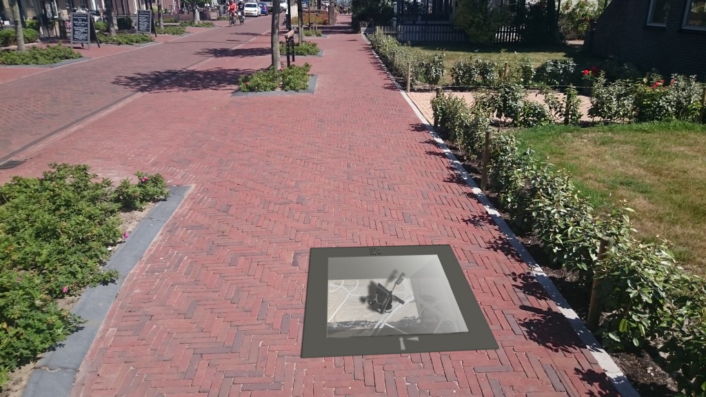 Montage van een straatvitrine in de openbare ruimte